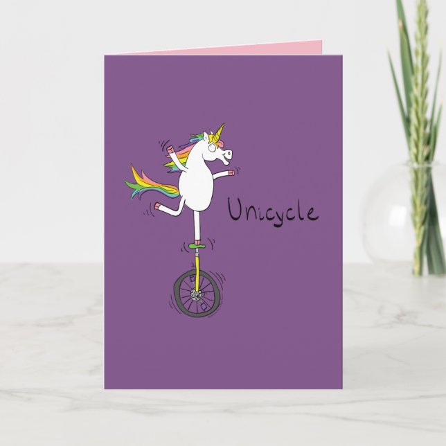 Carte de voeux Unicycle Unicorn Funny pour bicycle (Devant)