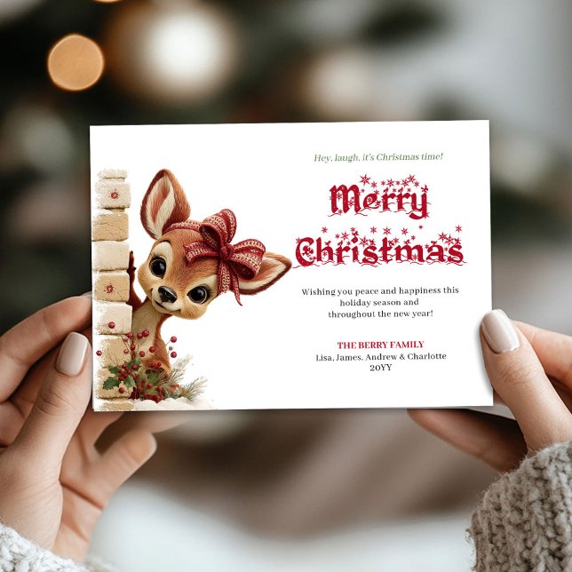 Carte de vœux unique drôle de renne mignon dessin  (Unique Funny Reindeer Cute Cartoon Greeting Card

)