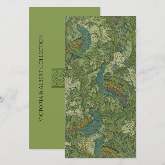 Carte de vœux V&A Paons sarcelle (Devant / Derrière)