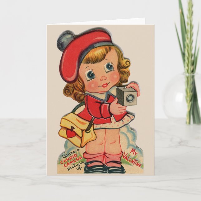 Carte de voeux Valentine, photographe vintage (Devant)