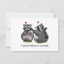 Carte de voeux Valentine Romantic Raccoon Couple