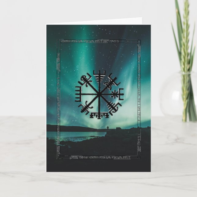 Carte de voeux Vegvisir Compass/Wayfinder Rune (Devant)