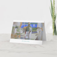 Carte de voeux : Verre, bouteille et cruche