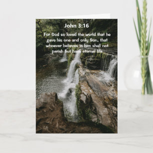 Carte de vœux verset biblique Waterfall John 3:16