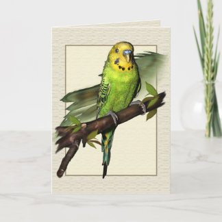 Carte de voeux verte d'art de perruche