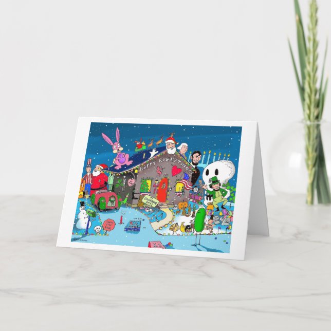 Carte de voeux verte "de désordre saisonnier" de (Devant)