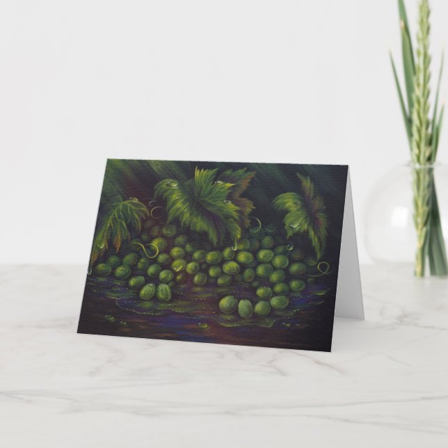Carte de voeux verte de raisins (Devant)