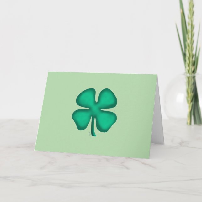 Carte de vœux verte Lucky 4 Leaf Irish Clover (Devant)