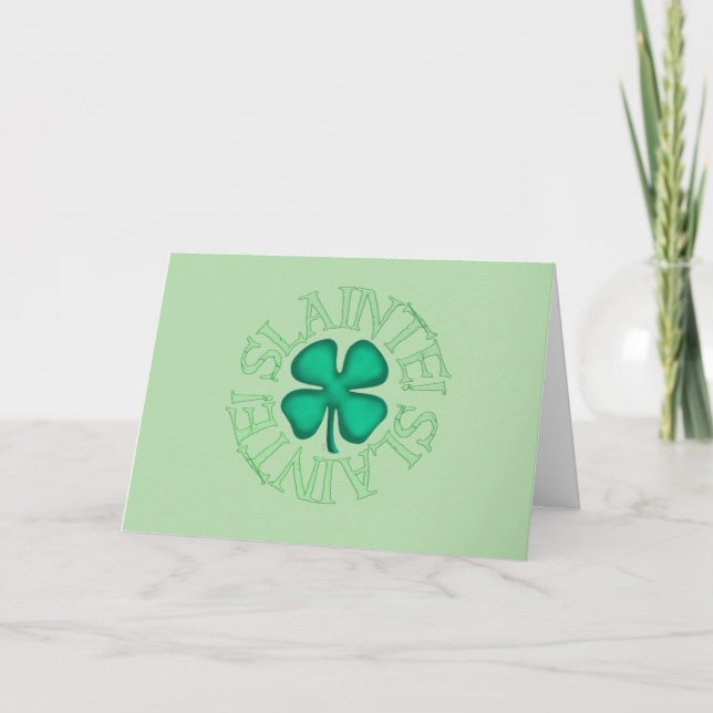Carte de vœux verte Slainte (Devant)