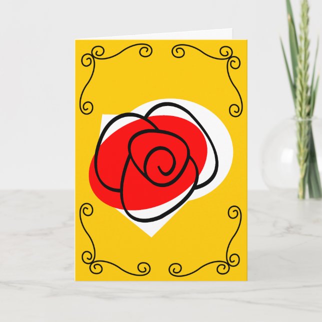 Carte de vœux verticale Spanish Rose Corners (Devant)