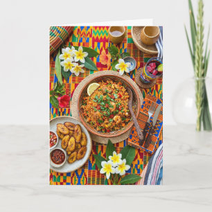 Carte de vœux vibrante pour un festin de riz Jollo
