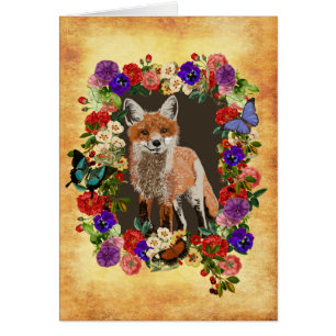 Carte de voeux Victorian Floral Fox & Butterfly