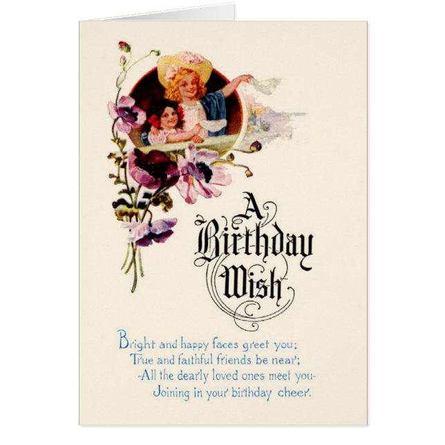 Carte de voeux victorienne de joyeux anniversaire (Devant)