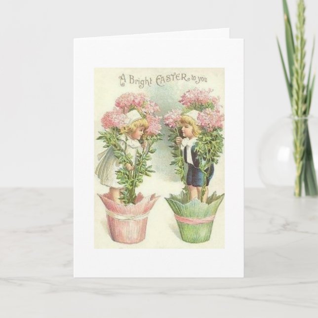 Carte de voeux victorienne de Pâques d'enfants (Devant)