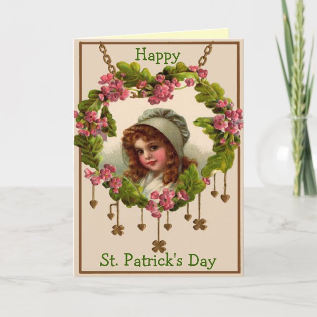 Carte de voeux victorienne du jour de St Patrick (Devant)