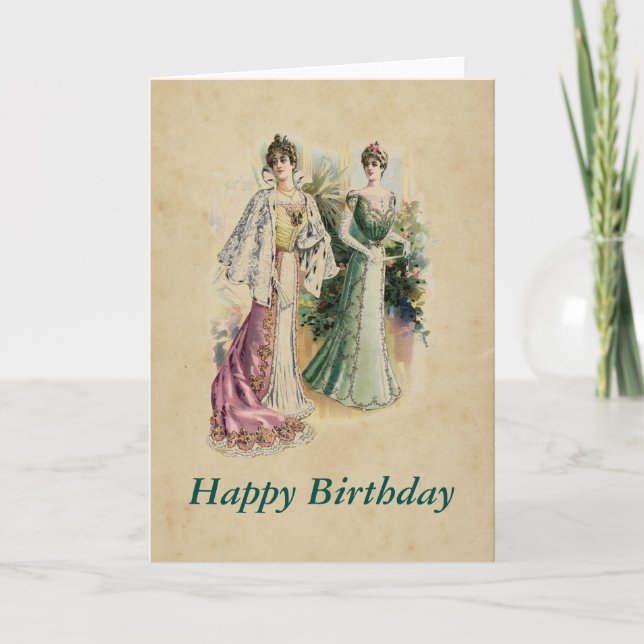Carte de voeux victorienne élégante d'anniversaire (Devant)