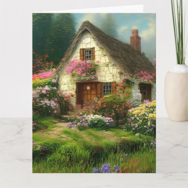 CARTE DE VŒUX VIDE DE CHALET DE CAMPAGNE ANGLAISE (Devant)