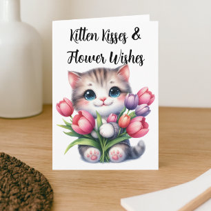 Carte de voeux vierge aux fleurs Purr-fect