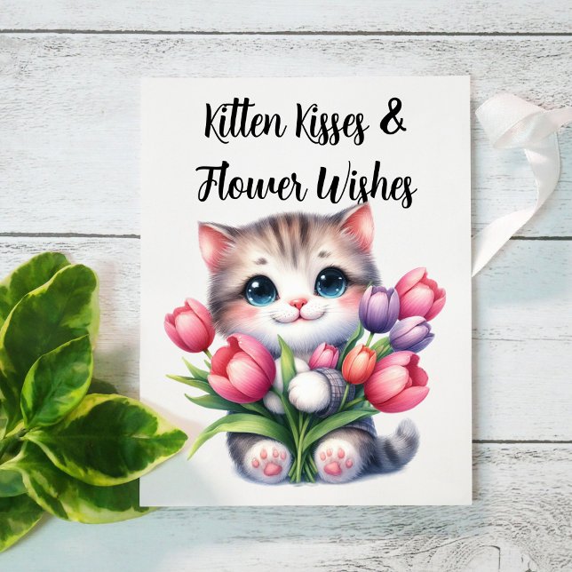 Carte de voeux vierge aux fleurs Purr-fect (Créateur téléchargé)