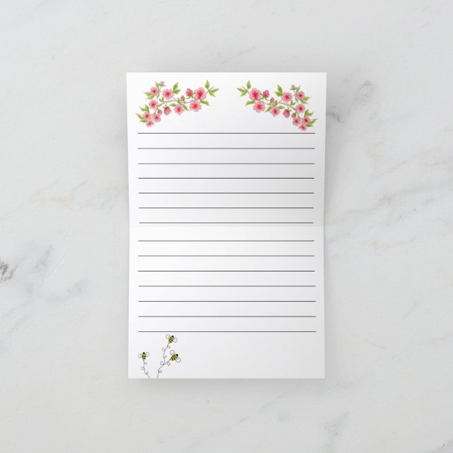 Carte de vœux vierge aux fleurs roses (Intérieur)