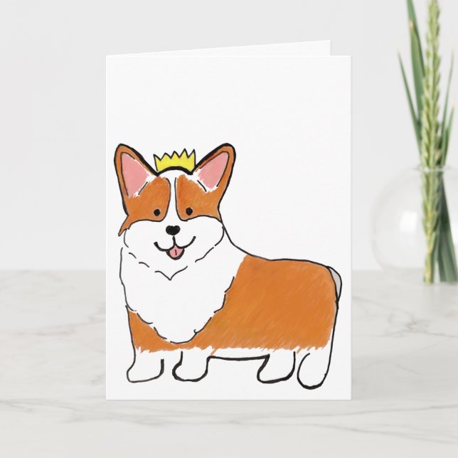 Carte de vœux vierge avec chien corgi royal (Devant)