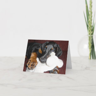 Carte de vœux vierge avec chiot Doberman Pinscher