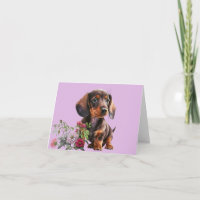 Carte de vœux vierge avec chiot teckel adorable
