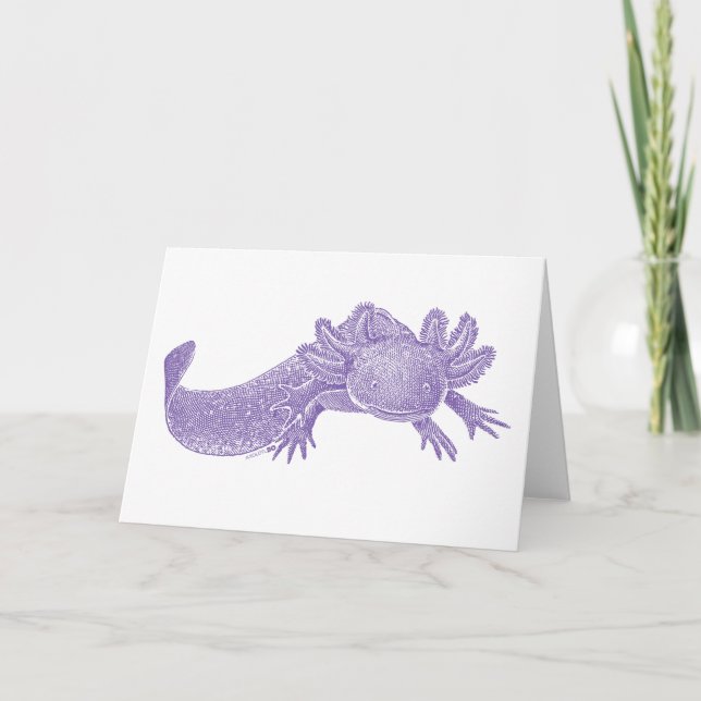 Carte de vœux vierge Axolotl - VIOLET (Devant)