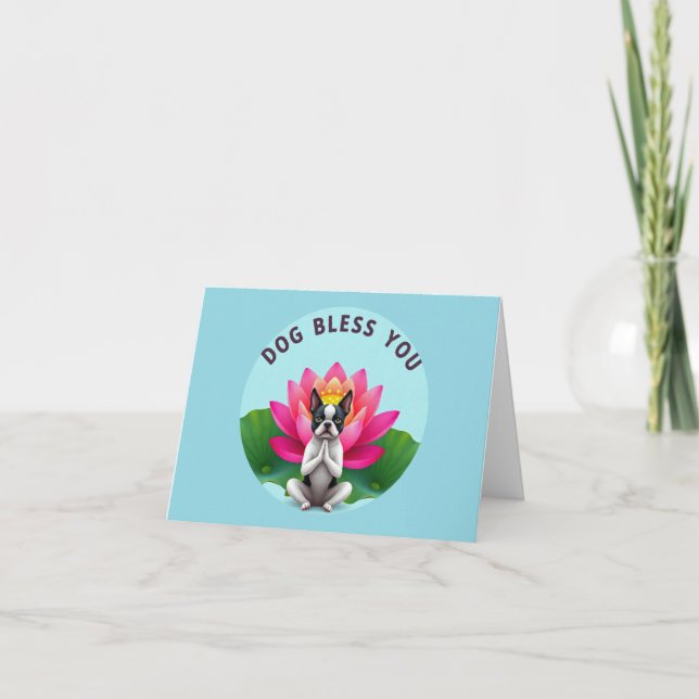 Carte de vœux vierge Boston Terrier Dog Bless You (Devant)