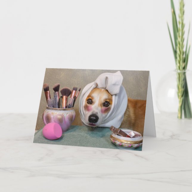 Carte de vœux vierge Corgi maquillage (Devant)