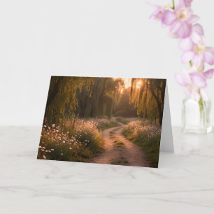 Carte de vœux vierge Crépuscule sur le chemin des 