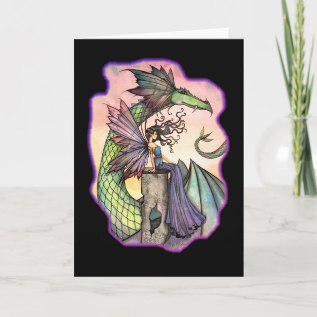 Carte de vœux vierge de dragon fée (Devant)