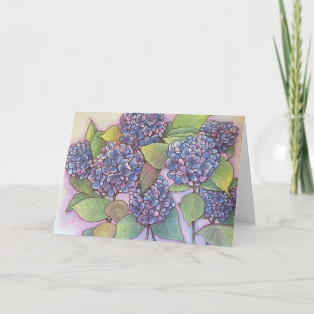CARTE DE VOEUX vierge d'hortensias (Devant)