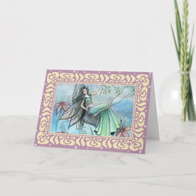 Carte de vœux vierge Fée Lily de nuit (Devant)