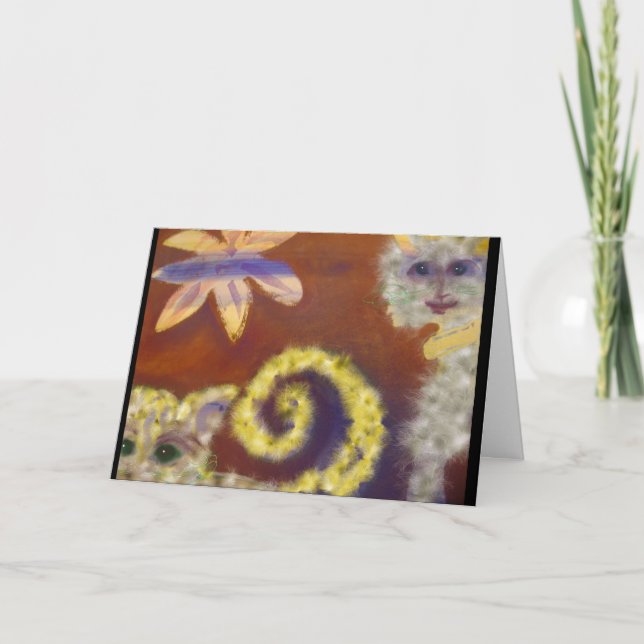 Carte de voeux vierge Friendly Furry Cats (Devant)