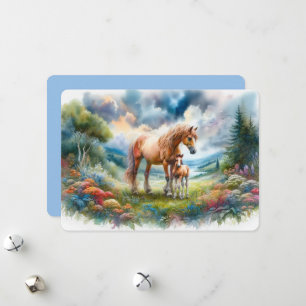 Carte de vœux vierge Jument et Poulain de la Forêt