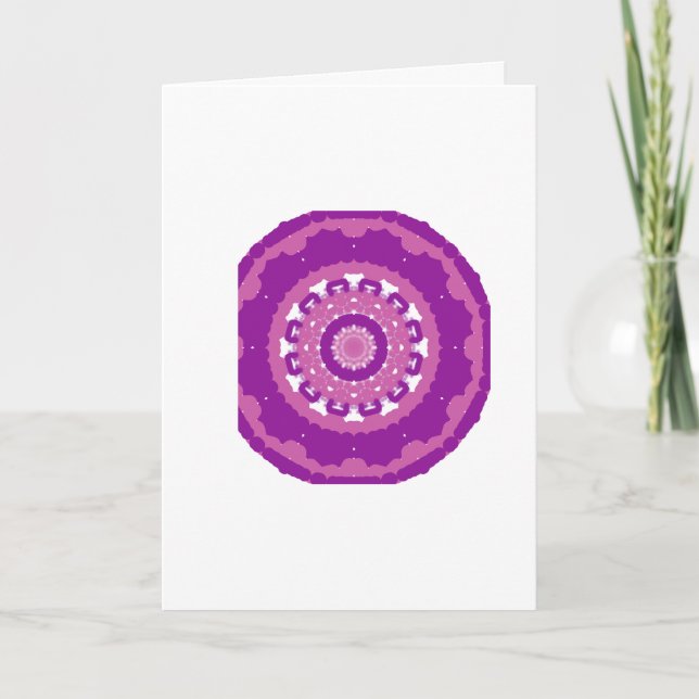 Carte de vœux vierge Mandala Violet et Rose Vibran (Devant)