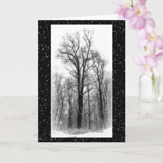 Carte de vœux vierge Neige d'hiver & Peuplier (Orchidée)