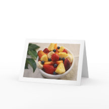 Carte de vœux vierge pliée avec bol de fruits