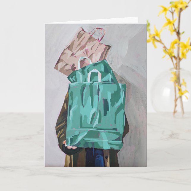 Carte de vœux vierge pliée Shopping Spree (Fleur jaune)