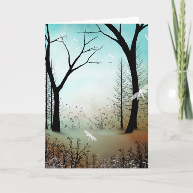 Carte de voeux vierge Ressort Dragonflies de bois (Devant)