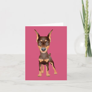 Carte de vœux vierge rose pastel avec chiot Doberm
