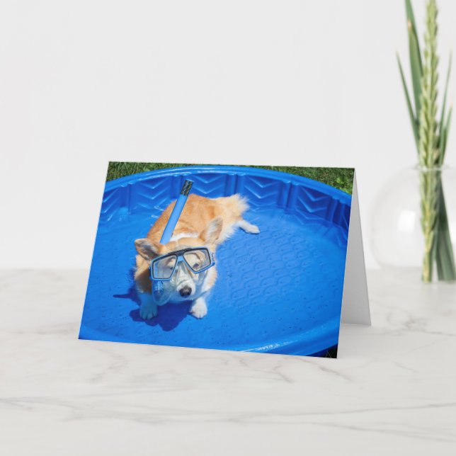 Carte de voeux vierge Snorkel Corgi (Devant)