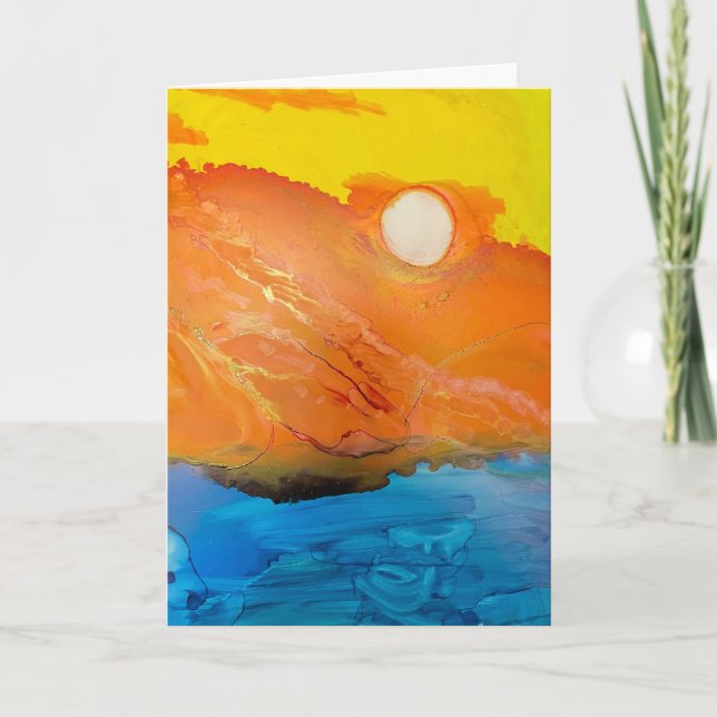 Carte de vœux vierge Sunset Island Ink – (Devant)