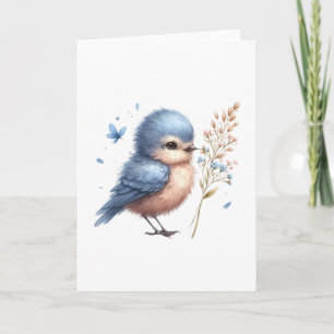 Carte de vœux vierge tout occasion Oiseau Bleu Fan