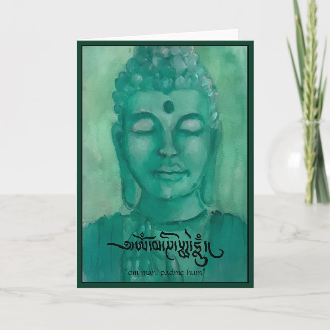 Carte de voeux vierge verte de Bouddha (Devant)