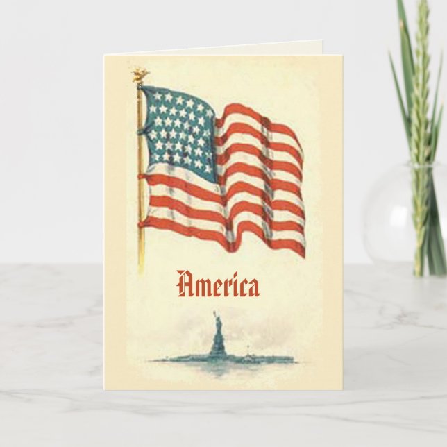 Carte de voeux vintage American Flag (Devant)