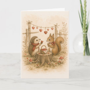 Carte de vœux vintage amour de la forêt