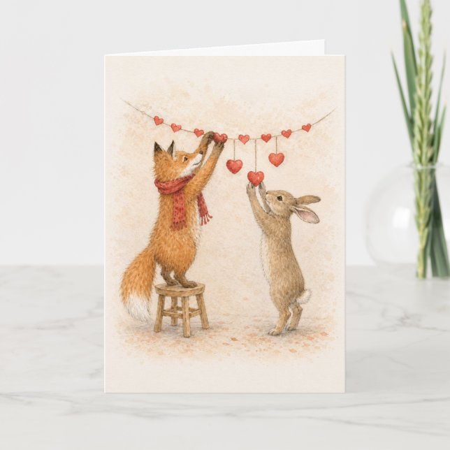 Carte de vœux vintage amour forestier  (Devant)