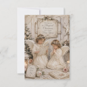carte de vœux vintage anges de noël